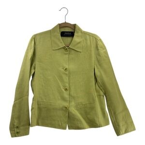 DANA BUCHMAN Women's Green Linen Blend Blazer Jacket Size 8